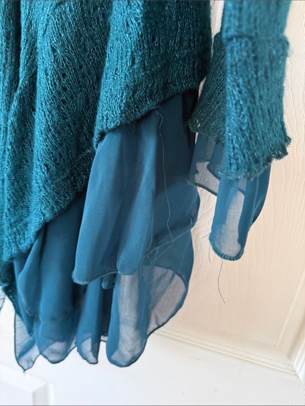 Pretty Angel Teal Layered Chiffon-Trim Tunic - Picture 3 of 12